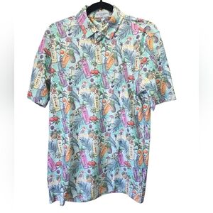 Smith & Quinn Custom Tropical Cocktail Print Shirt Small Resort Beach Palm NWT
